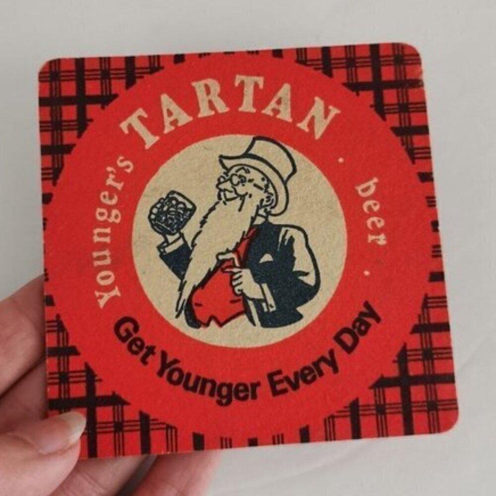 Vintage Tartan Beer Coaster Newcastle Brown Ale Beer Mat 2-Sided Breweriana